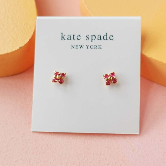 Kate Spade Jewelry - Kate Spade - Myosotis Cross Flower Pink Gold Stud Earrings - NEW